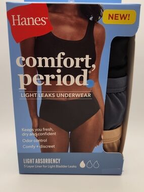 Hanes Period Underwear Set in Black, Navy, and Tan Light Absorbency Womens XL 8